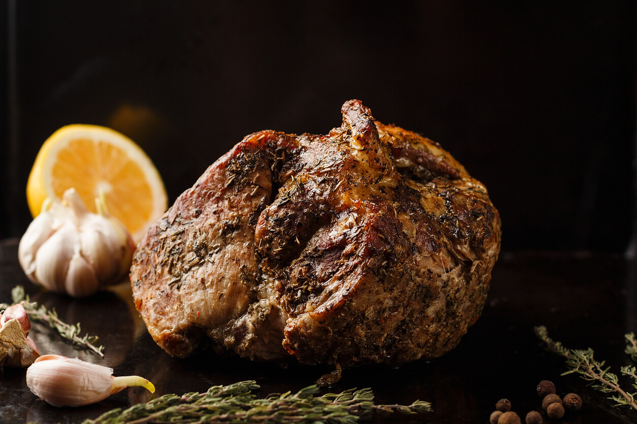 Braised Pork Rolls with Pine Nut-Raisin Risotto