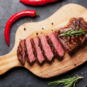 beef ny strip boneless choice dry age