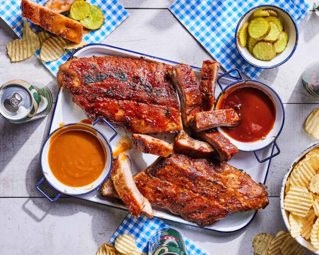 Pork ribs and brisket ready for delivery to Chicago summer BBQ festivals