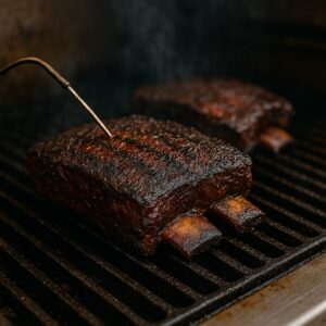beef short ribs on smoker becoming probe tender at low temperature