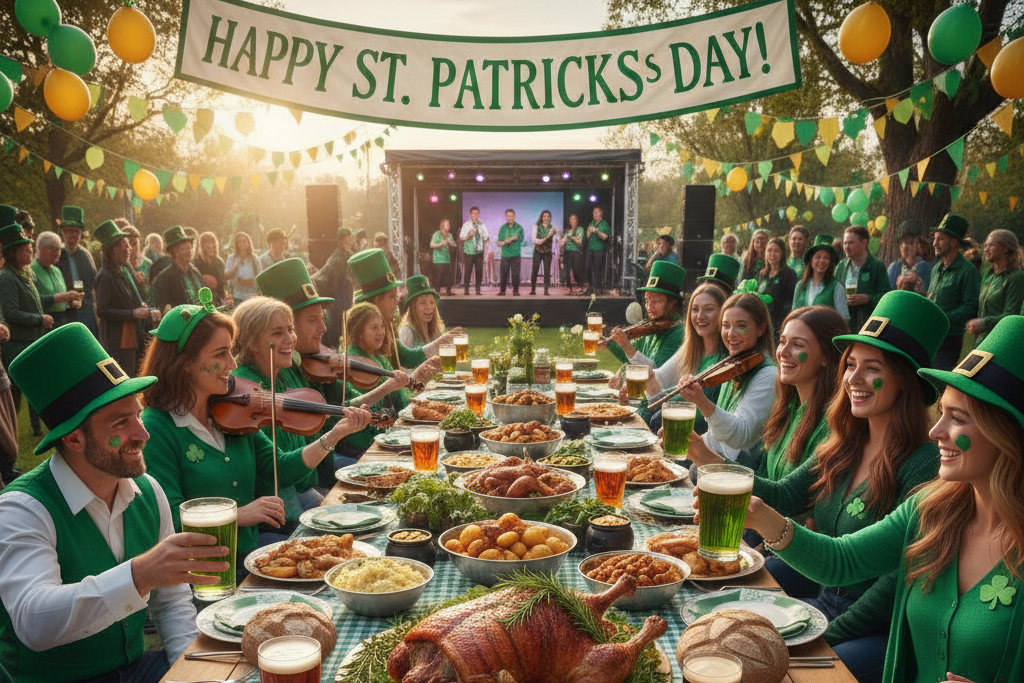 Busy Chicago restaurant during St. Patrick’s Day celebration