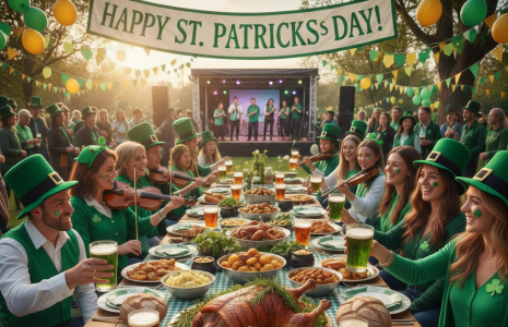 Busy Chicago restaurant during St. Patrick’s Day celebration