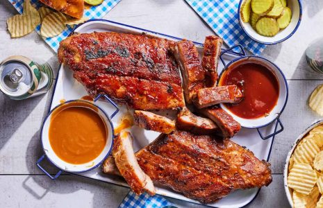 Pork ribs and brisket ready for delivery to Chicago summer BBQ festivals
